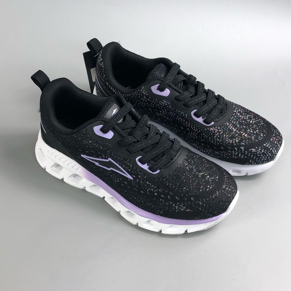 Avia Kids Black Athletic Sneakers with Lavender Accents Size 5